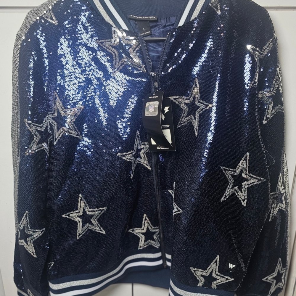 Men's Navy Sequin Star Bomber Jacket